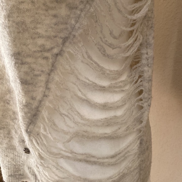 One grey day wool blend shredded back sweater sz XS - Picture 5 of 9
